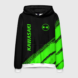 Толстовка-худи мужская Kawasaki - logo, цвет: 3D-белый