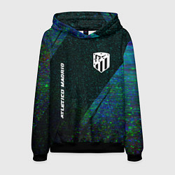 Толстовка-худи мужская Atletico Madrid glitch blue, цвет: 3D-черный