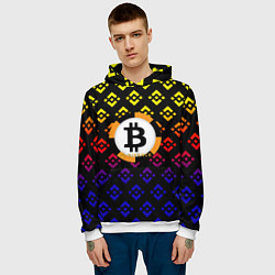 Толстовка-худи мужская Bitcoin binance, цвет: 3D-белый — фото 2