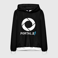 Толстовка-худи мужская Portal2 logo game, цвет: 3D-белый