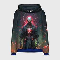 Толстовка-худи мужская Постапокалиптический демон-киборг, цвет: 3D-синий