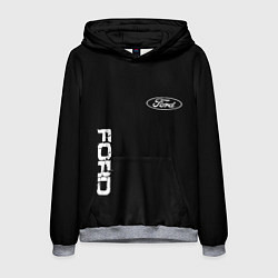 Толстовка-худи мужская Ford logo white steel, цвет: 3D-меланж