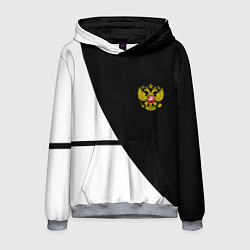 Толстовка-худи мужская Герб РФ текстура спорт, цвет: 3D-меланж