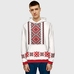 Толстовка-худи мужская Вышиванка с символикой защиты рода, цвет: 3D-красный — фото 2