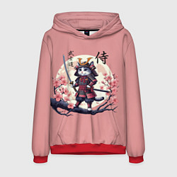 Толстовка-худи мужская Kitten samurai - bushido ai art, цвет: 3D-красный