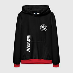 Толстовка-худи мужская BMW logo white auto, цвет: 3D-красный