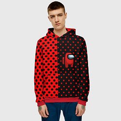 Толстовка-худи мужская Among us geometry dot, цвет: 3D-красный — фото 2