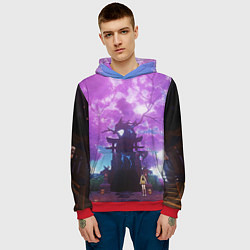 Толстовка-худи мужская Genshin Impact Сакура Наруками, цвет: 3D-красный — фото 2