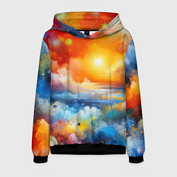 Толстовка-худи мужская Закат солнца - разноцветные облака, цвет: 3D-черный