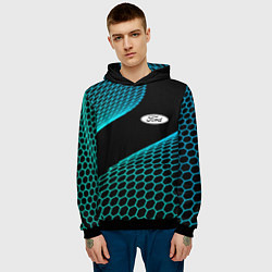 Толстовка-худи мужская Ford electro hexagon, цвет: 3D-черный — фото 2