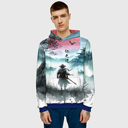 Толстовка-худи мужская Japanese samurai - ghost of Tsushima, цвет: 3D-синий — фото 2