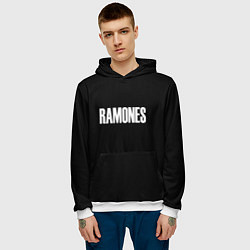 Толстовка-худи мужская Ramones white logo, цвет: 3D-белый — фото 2