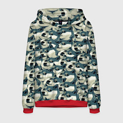 Толстовка-худи мужская Доги мем паттерн, цвет: 3D-красный