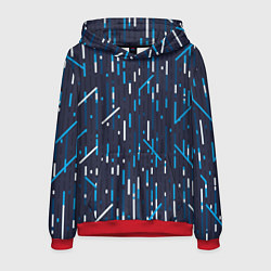Толстовка-худи мужская Паттерн геометрическая абстракция, цвет: 3D-красный