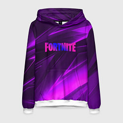 Толстовка-худи мужская Fortnite neon stripes angles logo, цвет: 3D-белый