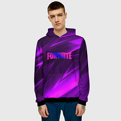 Толстовка-худи мужская Fortnite neon stripes angles logo, цвет: 3D-черный — фото 2