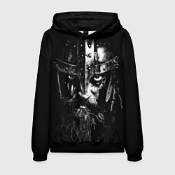 Толстовка-худи мужская Суровый викинг в железном шлеме, цвет: 3D-черный