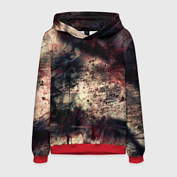 Толстовка-худи мужская Мокрая бумага ретро гранж текстура грязная, цвет: 3D-красный