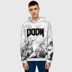 Толстовка-худи мужская Doom white graphite, цвет: 3D-белый — фото 2