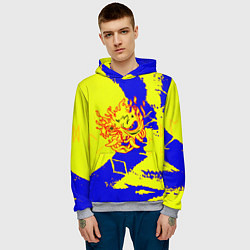 Толстовка-худи мужская Samurai logo yellow fire, цвет: 3D-меланж — фото 2