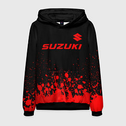 Толстовка-худи мужская Suzuki - red gradient посередине, цвет: 3D-черный