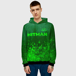 Толстовка-худи мужская Hitman - green gradient посередине, цвет: 3D-черный — фото 2