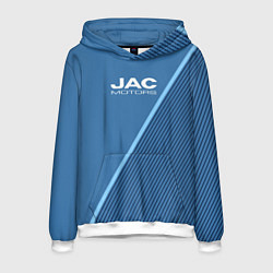 Толстовка-худи мужская Jac motors сине-голубой с полосой, цвет: 3D-белый