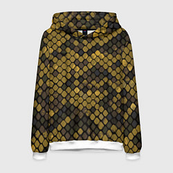 Толстовка-худи мужская Змеиный камуфляж - текстура чешуи, цвет: 3D-белый