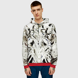 Толстовка-худи мужская Black and white abstraction, цвет: 3D-красный — фото 2