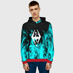 Толстовка-худи мужская The elder scrolls neon flame, цвет: 3D-красный — фото 2