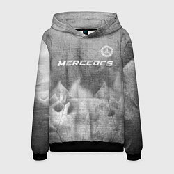 Толстовка-худи мужская Mercedes - grey gradient посередине, цвет: 3D-черный