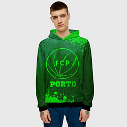 Толстовка-худи мужская Porto - green gradient, цвет: 3D-черный — фото 2