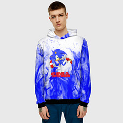 Толстовка-худи мужская Sonic flame blue, цвет: 3D-черный — фото 2
