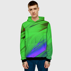 Толстовка-худи мужская Кислотно неоновая геометрия, цвет: 3D-черный — фото 2