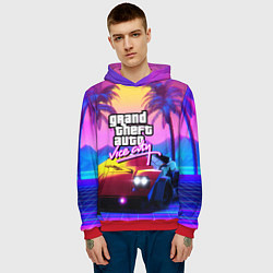 Толстовка-худи мужская Vice city retro wave Lambo, цвет: 3D-красный — фото 2