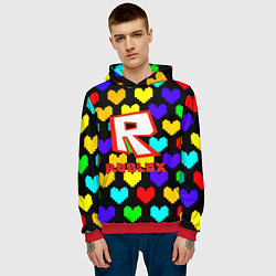 Толстовка-худи мужская Роблокс сердца, цвет: 3D-красный — фото 2