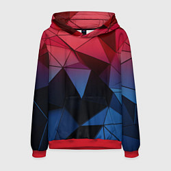 Толстовка-худи мужская Абстрактная геометрия polygon, цвет: 3D-красный
