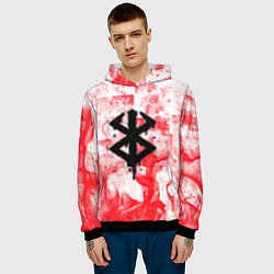 Толстовка-худи мужская Берсерк лого в огне, цвет: 3D-черный — фото 2