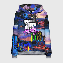 Толстовка-худи мужская GTA vice city коллаж, цвет: 3D-меланж