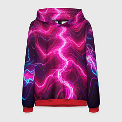 Толстовка-худи мужская Pink lightnings - ai art fantasy, цвет: 3D-красный