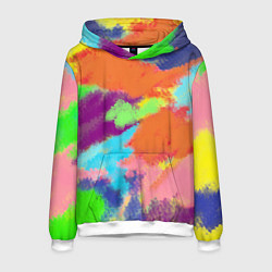 Толстовка-худи мужская Яркие пятна мелками - текстура, цвет: 3D-белый