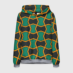 Толстовка-худи мужская Геометрический узор желто-зеленый, цвет: 3D-меланж