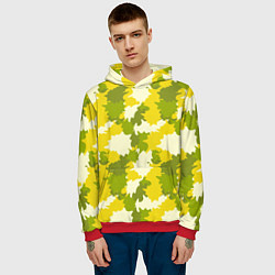 Толстовка-худи мужская Желтые и зеленые камуфляжные пятна, цвет: 3D-красный — фото 2