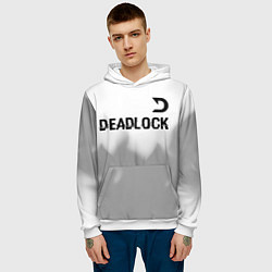 Толстовка-худи мужская Deadlock glitch на светлом фоне посередине, цвет: 3D-белый — фото 2