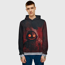 Толстовка-худи мужская Тыквенный Джек в багровых тонах, цвет: 3D-меланж — фото 2