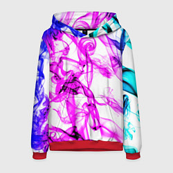 Толстовка-худи мужская Дым неоновый вейп, цвет: 3D-красный