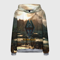 Толстовка-худи мужская Skyrim logo природа, цвет: 3D-меланж