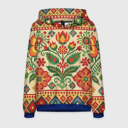 Толстовка-худи мужская Славянский узор и орнамент, цвет: 3D-синий