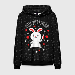 Толстовка-худи мужская Cute but psycho bunny, цвет: 3D-черный