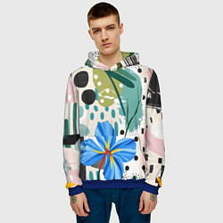 Толстовка-худи мужская Цветы горошек абстракция, цвет: 3D-синий — фото 2